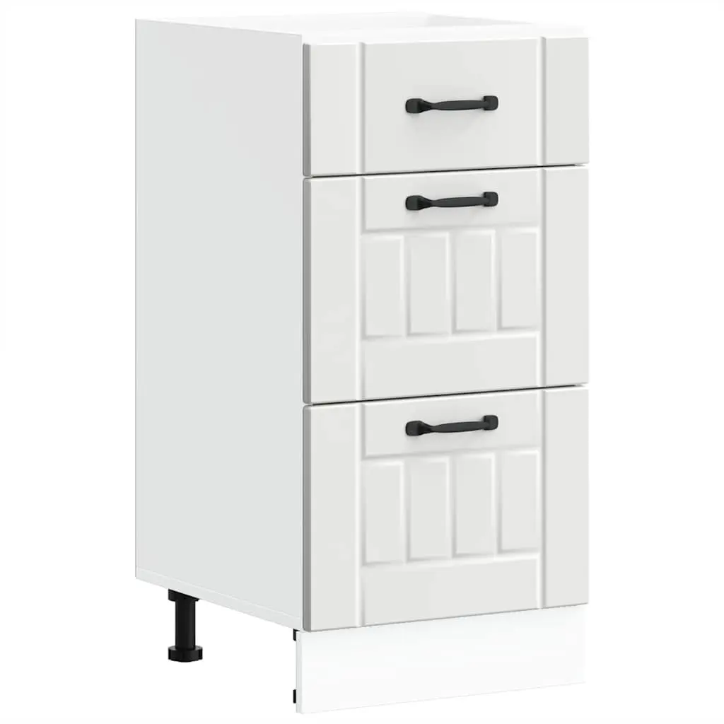 Kitchen Cabinet White Engineered Wood Storage Unit Adjustable Feet Moisture Resistant