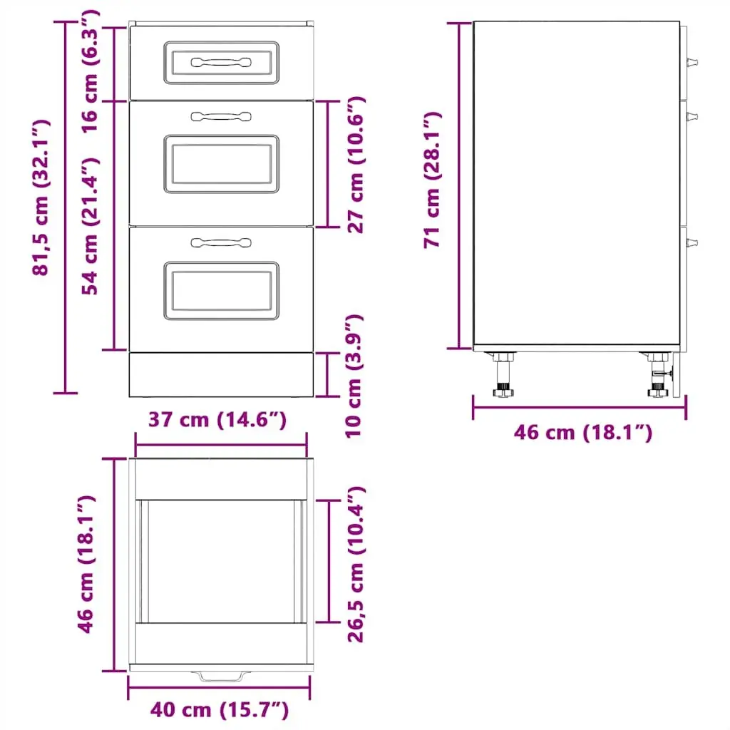 Kitchen Base Cabinet White Engineered Wood Adjustable Feet Storage Cupboard Doors