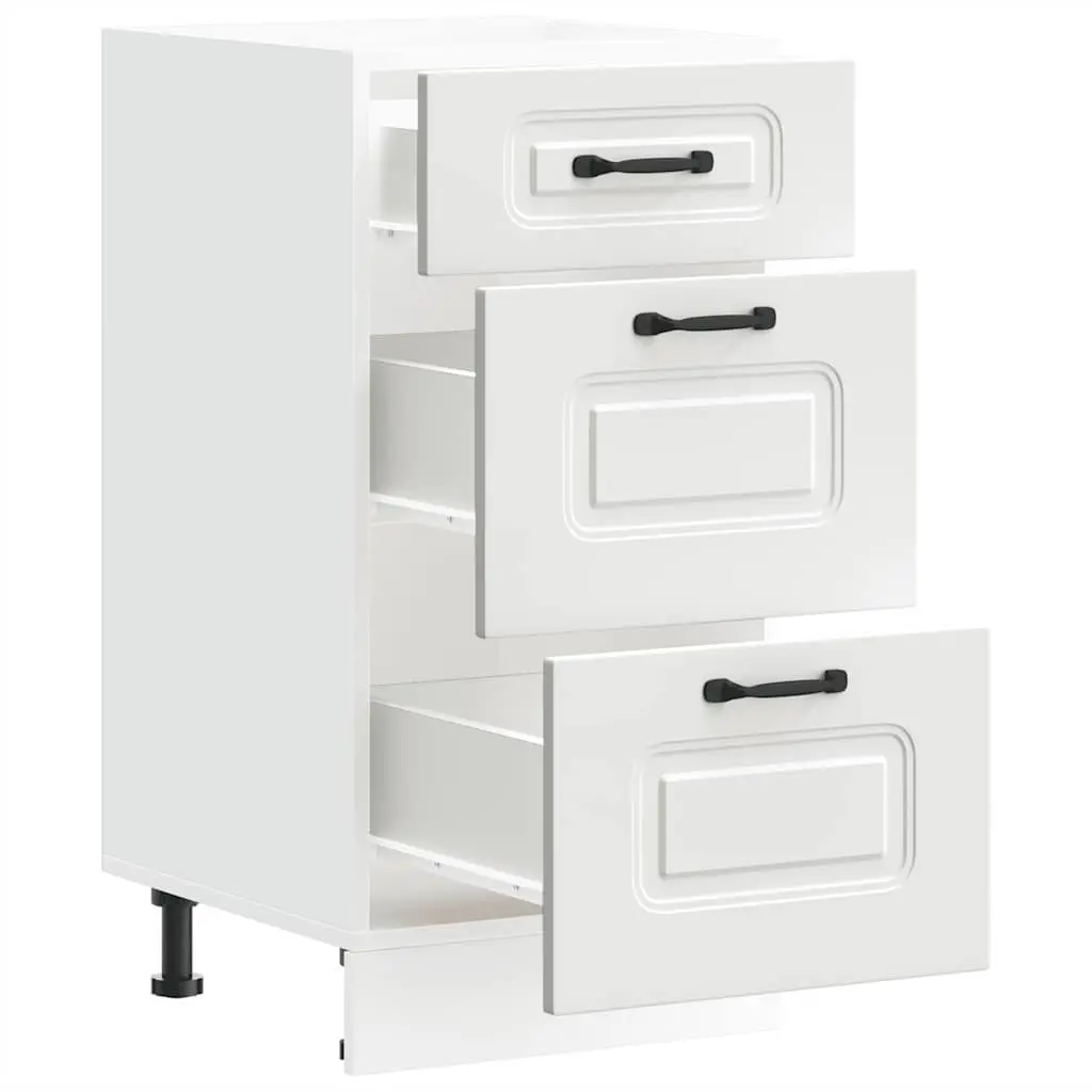 Kitchen Base Cabinet White Engineered Wood Adjustable Feet Storage Cupboard Doors