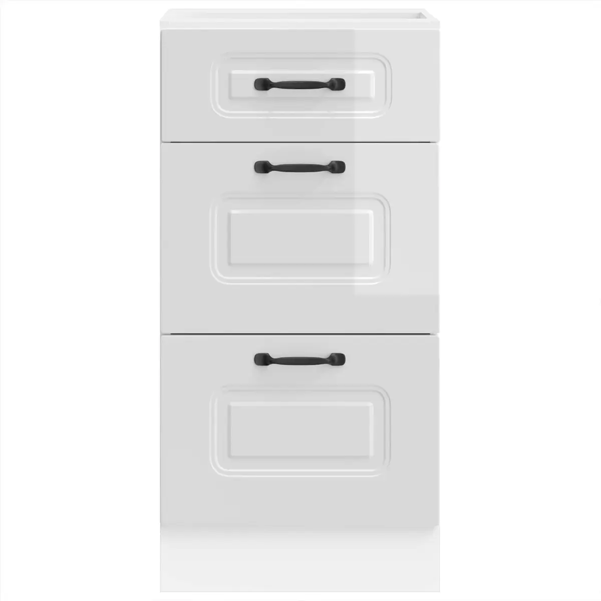 Kitchen Base Cabinet High Gloss White Engineered Wood Adjustable Feet Concealed Storage