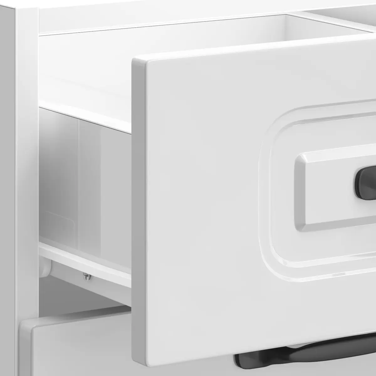 Kitchen Base Cabinet High Gloss White Engineered Wood Adjustable Feet Concealed Storage