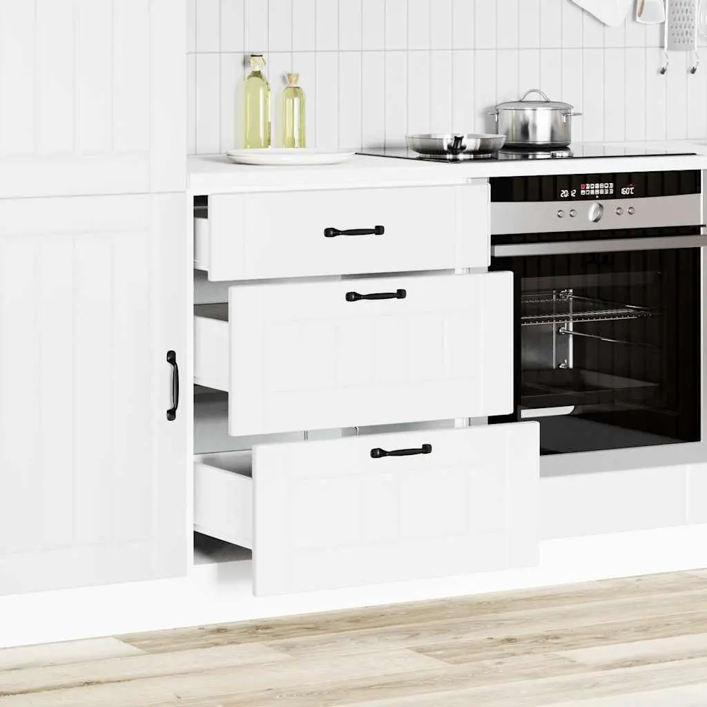 Kitchen Cabinet White Engineered Wood Adjustable Feet Storage Cupboard