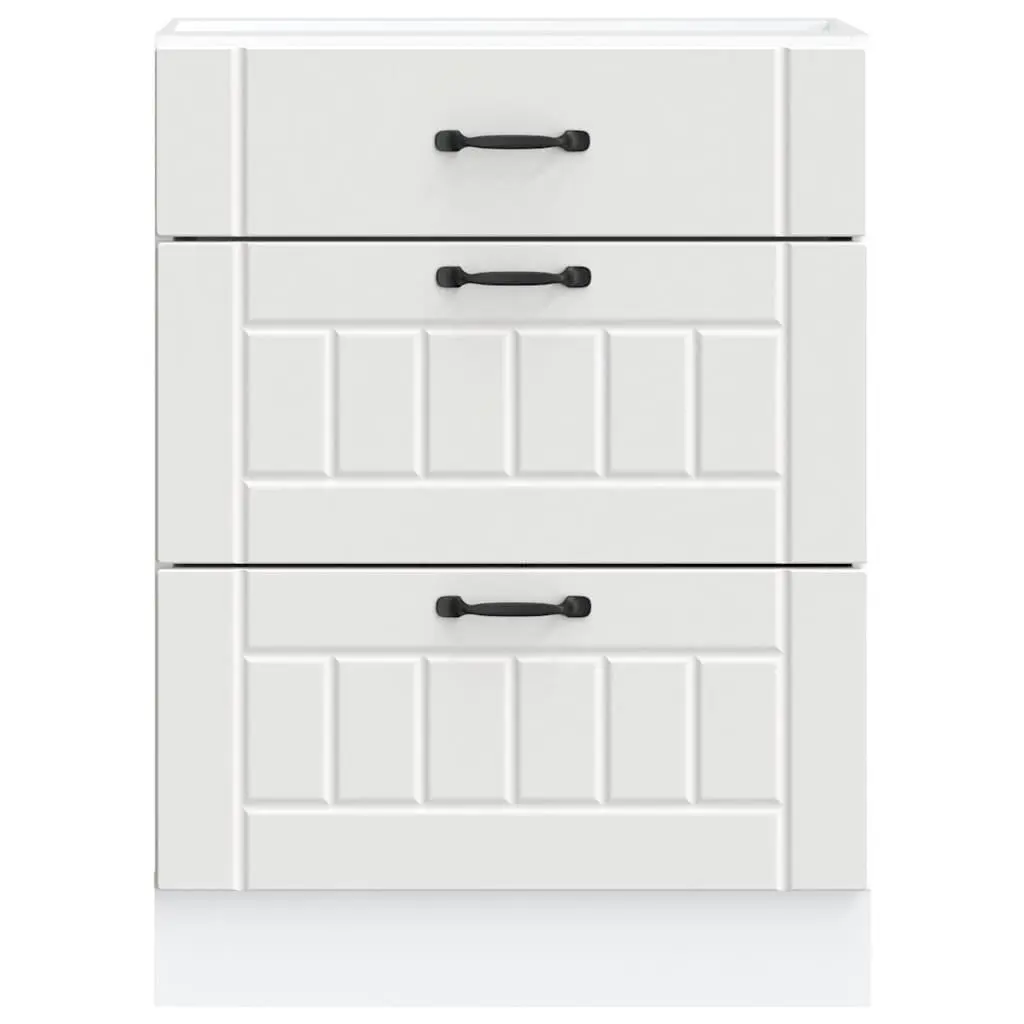 Kitchen Cabinet White Engineered Wood Adjustable Feet Storage Cupboard