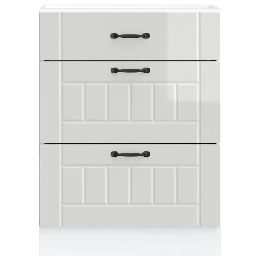 White Kitchen Base Cabinet Storage Cupboard with Adjustable Feet Engineered Wood