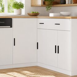 White Engineered Wood Kitchen Cabinet