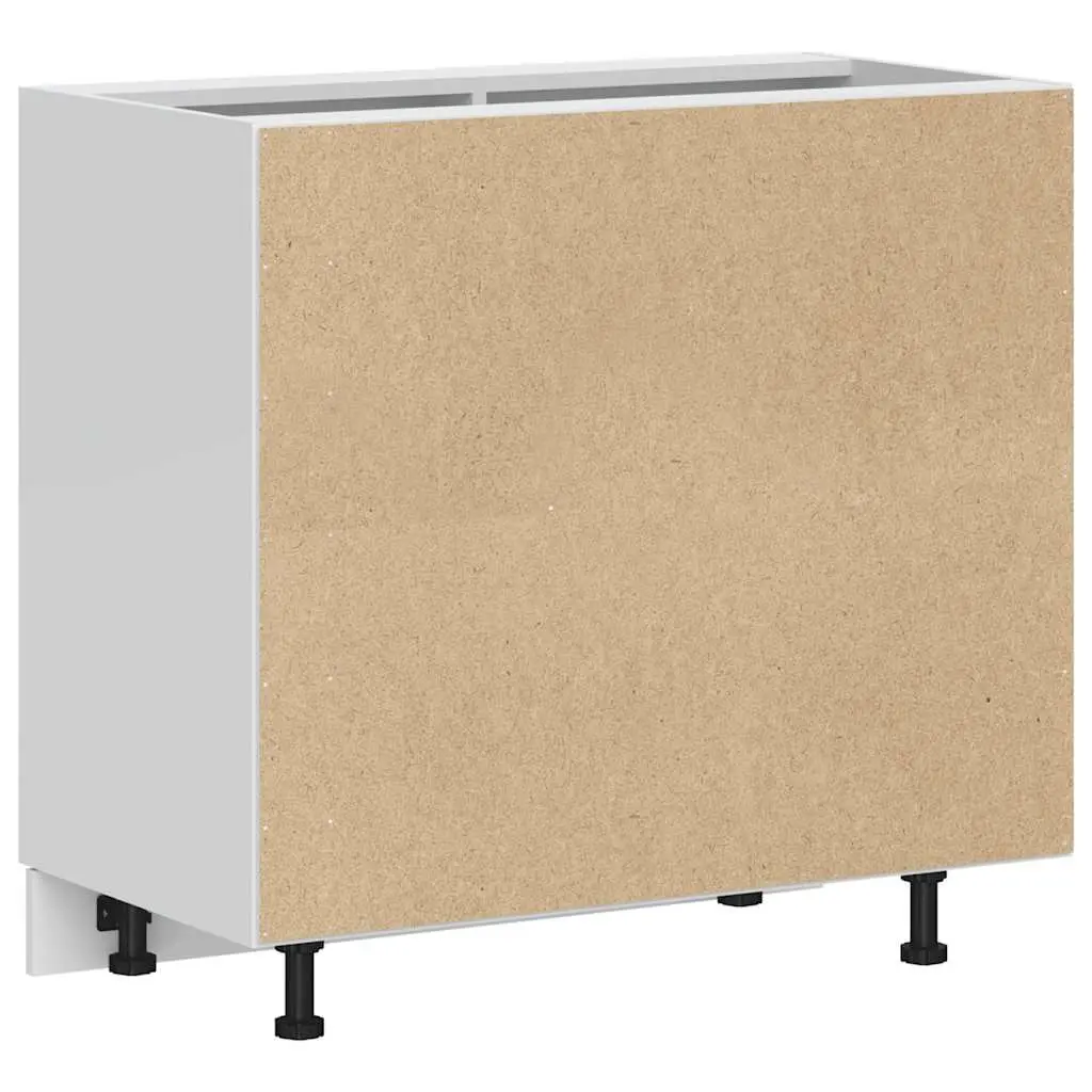 Kitchen Cabinet White High Gloss Engineered Wood Storage Unit Adjustable Feet