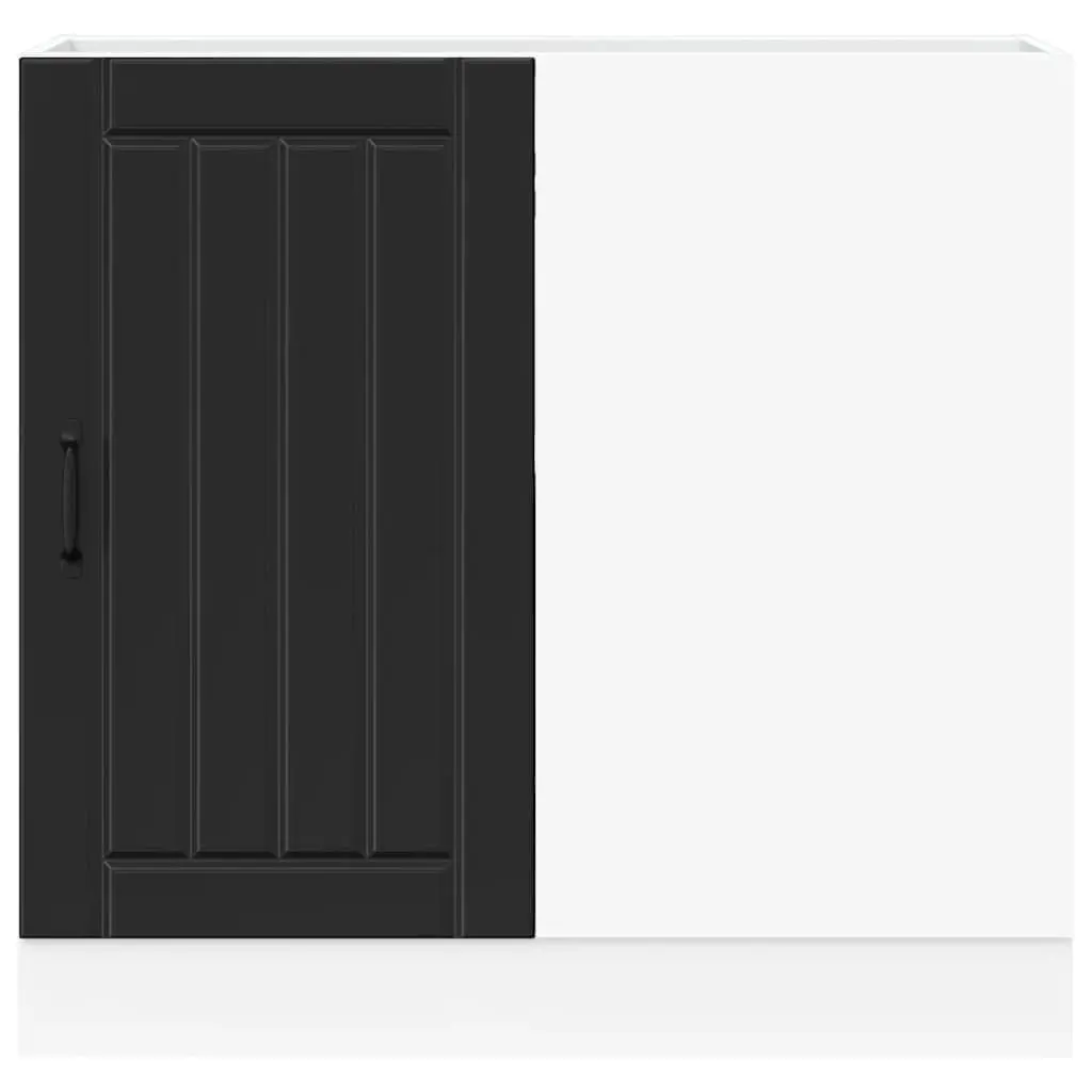 Kitchen Base Cabinet Black Engineered Wood Sink Storage Furniture Cupboard