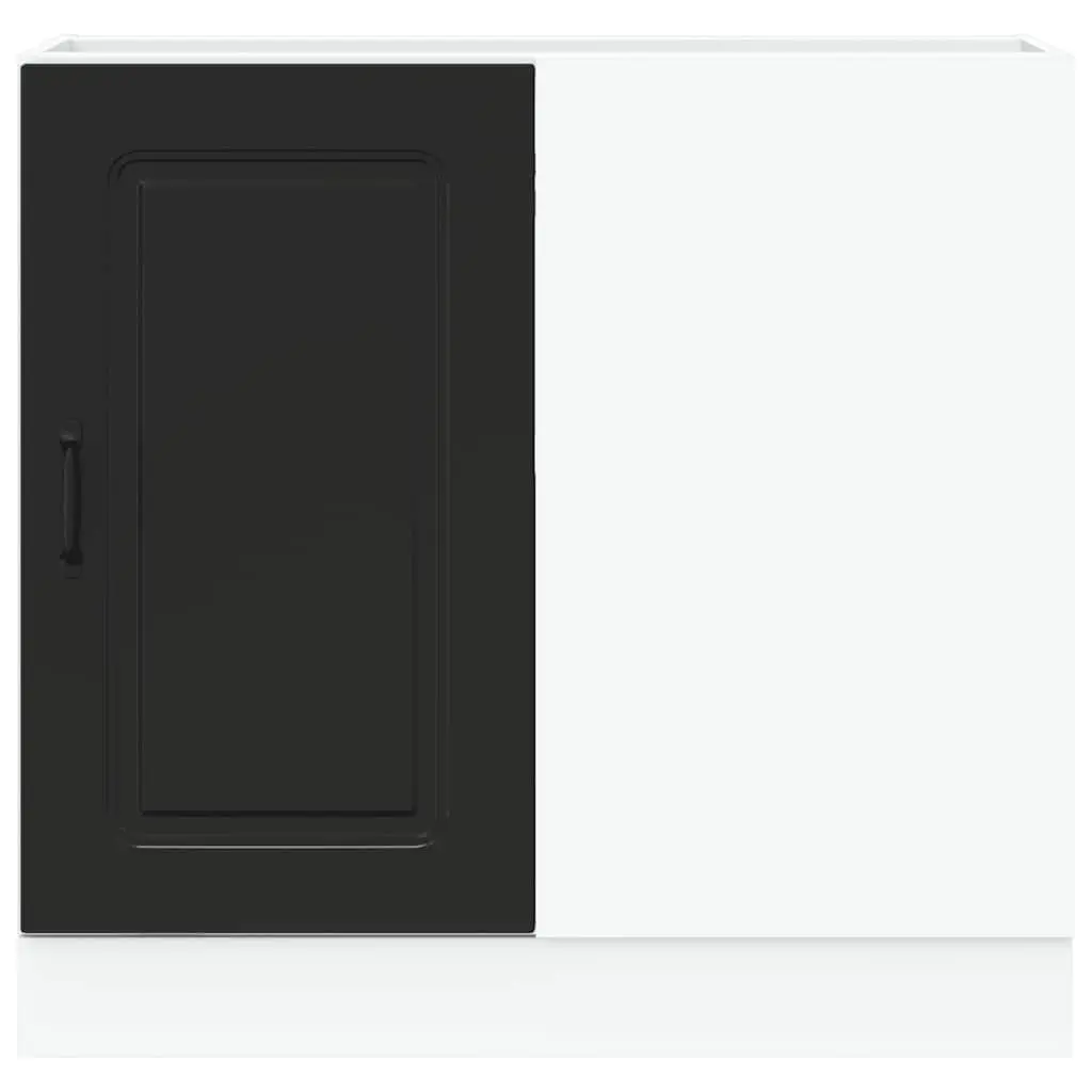 Black Kitchen Storage Cabinet Engineered Wood with Doors Adjustable Feet