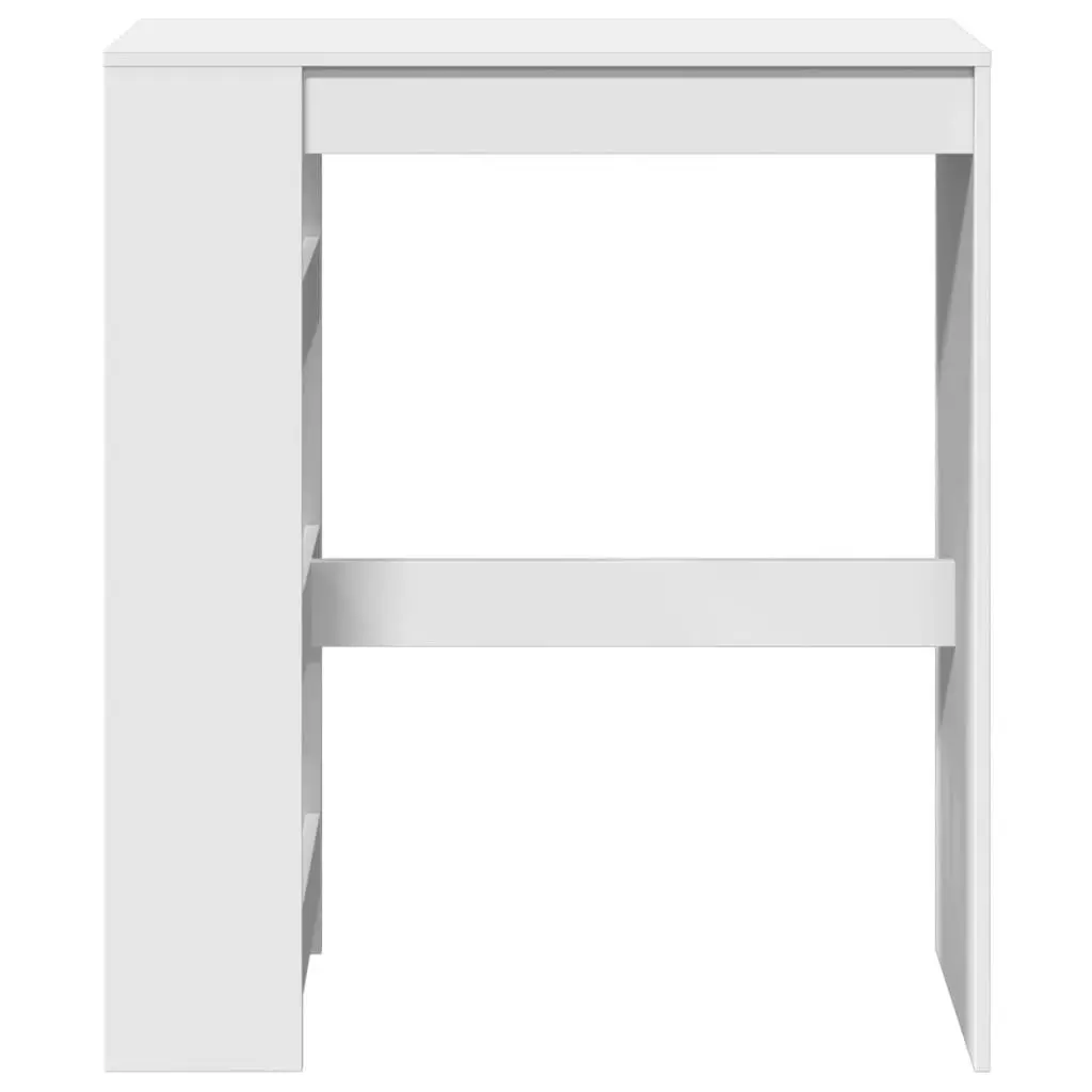 Bar Table White 90L x 40W x 103.5H cm with Storage Shelves for Kitchen Dining