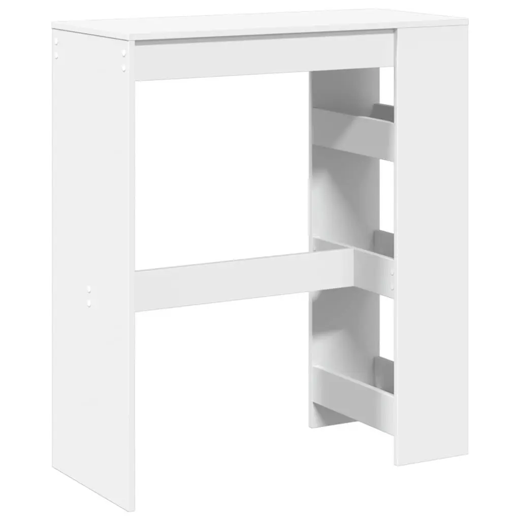 Bar Table White 90L x 40W x 103.5H cm with Storage Shelves for Kitchen Dining