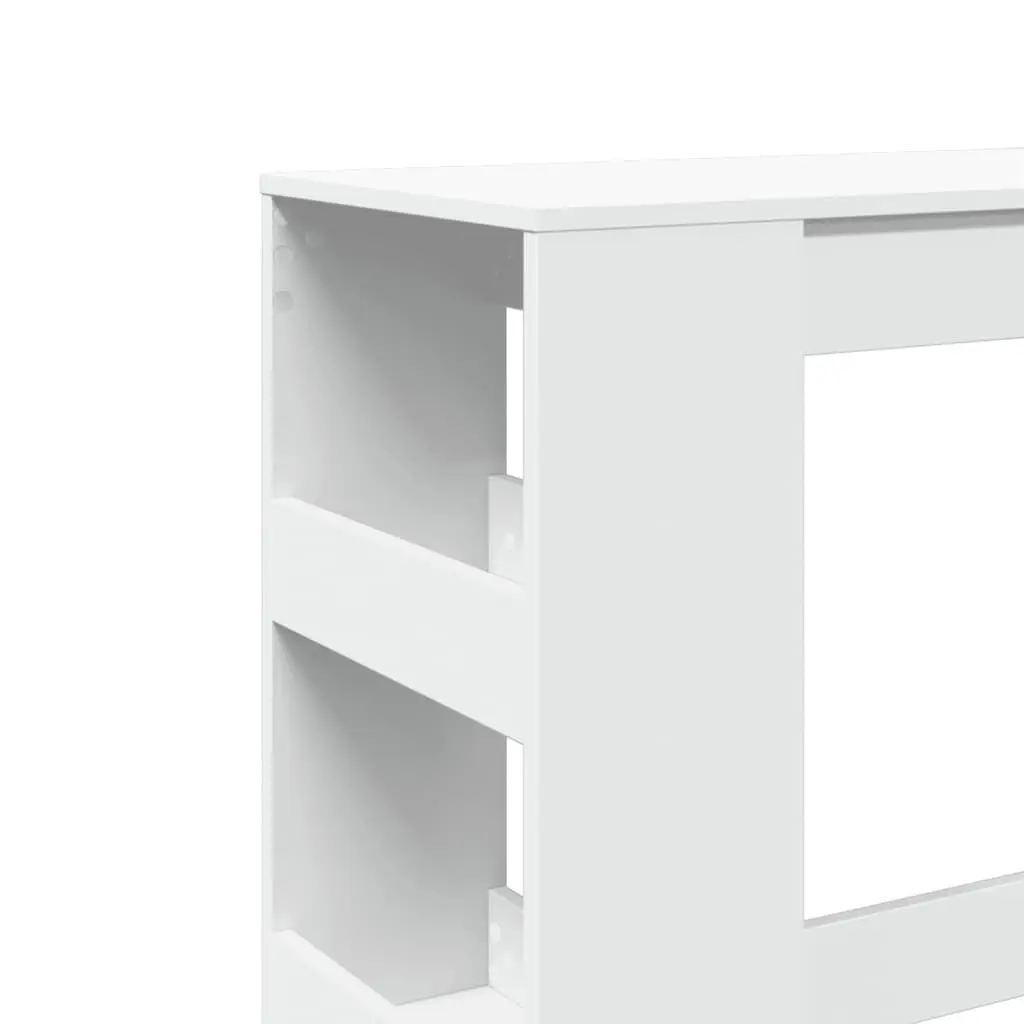 Bar Table White 90L x 40W x 103.5H cm with Storage Shelves for Kitchen Dining