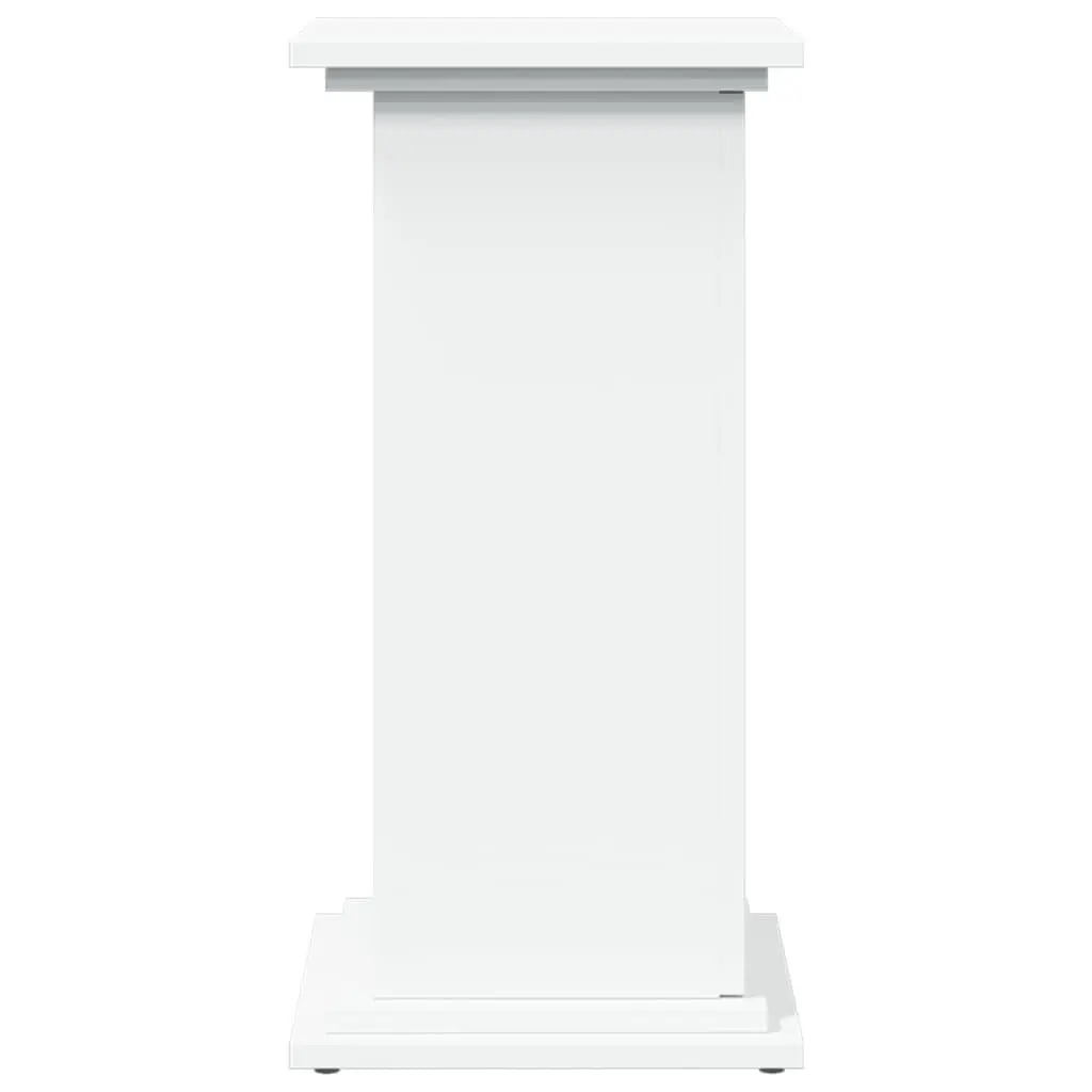 Two-Tier Engineered Wood White Display Stand Storage Cabinet with Hidden Compartments
