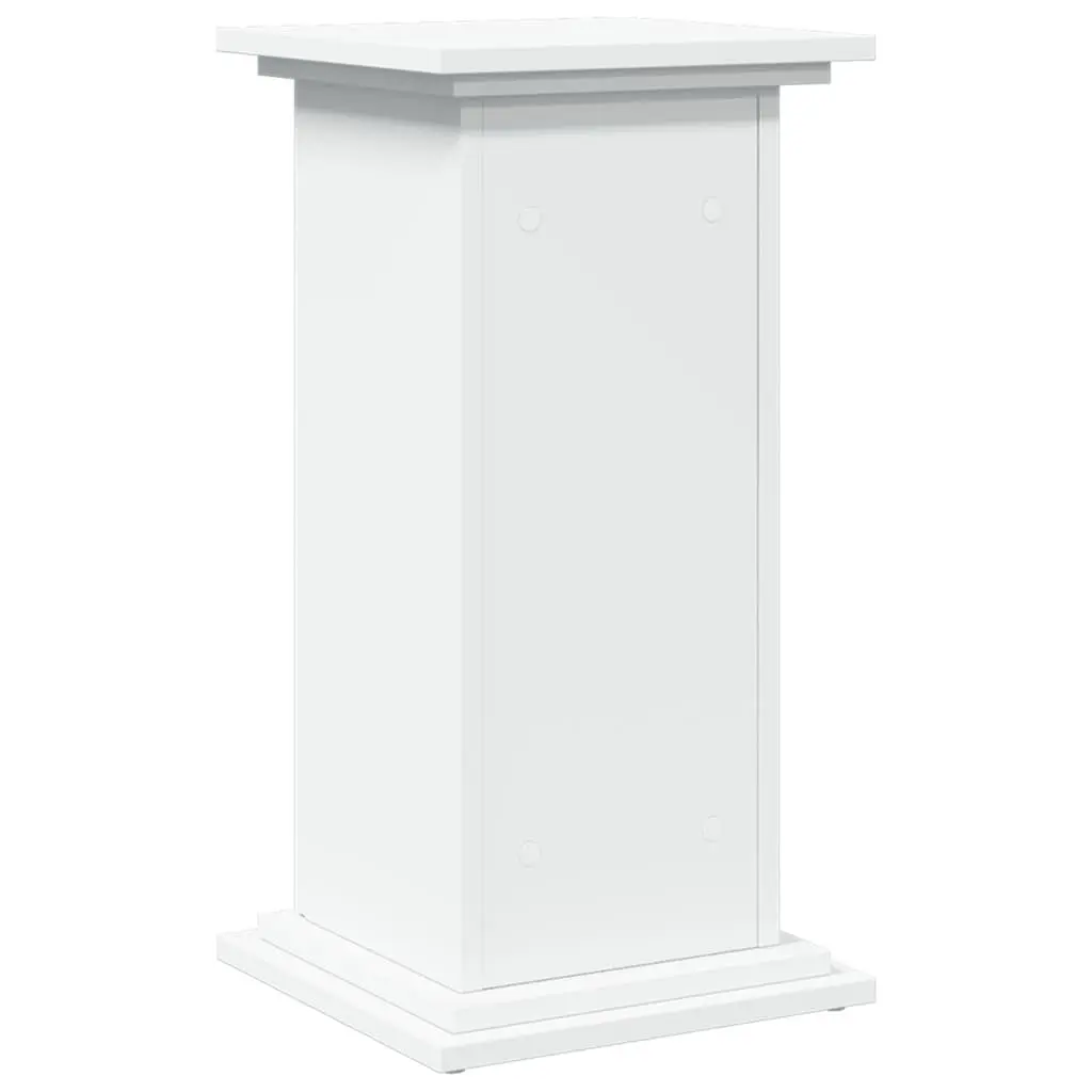 Two-Tier Engineered Wood White Display Stand Storage Cabinet with Hidden Compartments