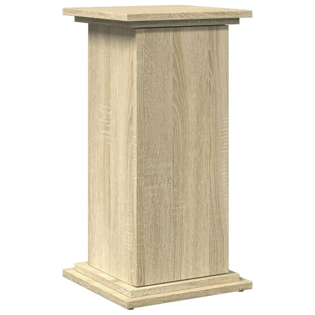 Plant Display Stand Brown Engineered Wood Cabinet Pillar Style Two-Tier Storage