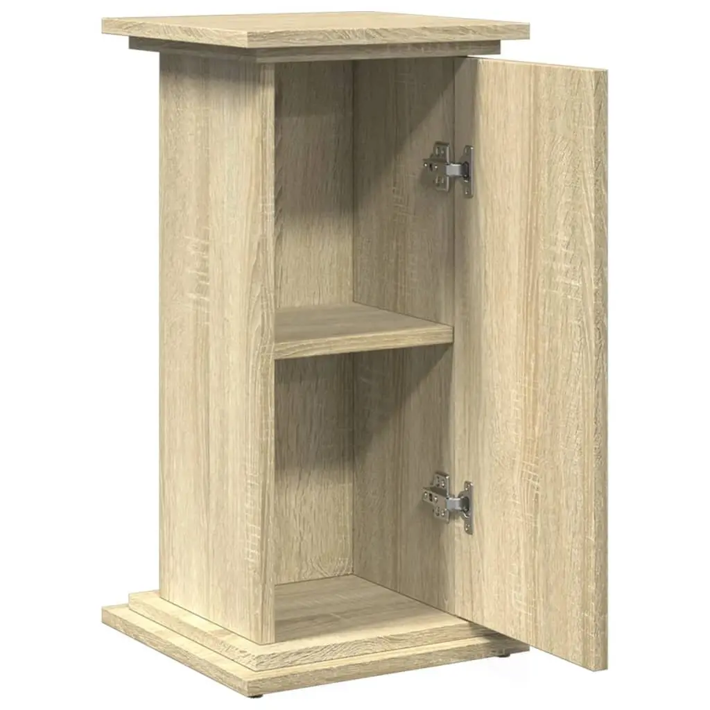 Plant Display Stand Brown Engineered Wood Cabinet Pillar Style Two-Tier Storage