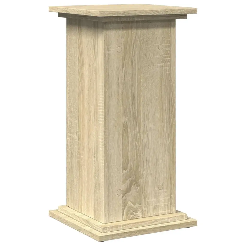 Plant Display Stand Brown Engineered Wood Cabinet Pillar Style Two-Tier Storage