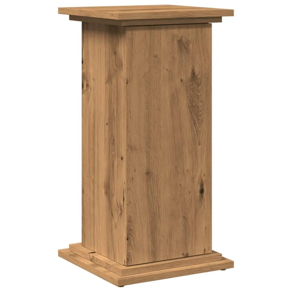 Two-Tier Storage Cabinet Display Stand Brown Engineered Wood Pillar Style 31W x 30D x 60H cm