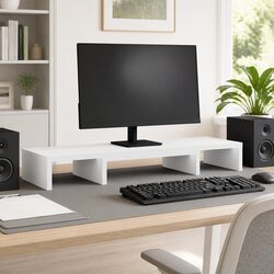 Concise White Adjustable Monitor Stand Riser Features