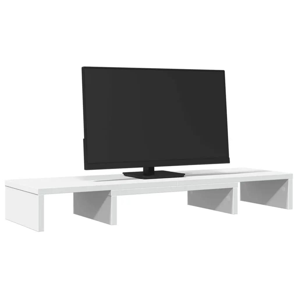 Adjustable Monitor Stand Riser White Engineered Wood Dual Monitor Desk Organizer