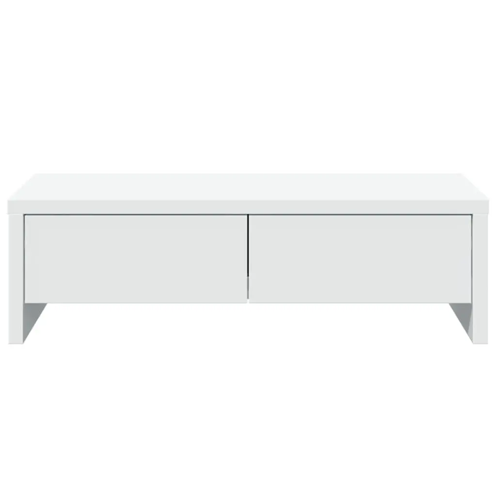 Monitor Stand White 50x27x15 cm Engineered Wood with 2 Storage Drawers