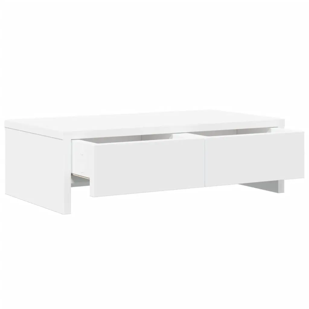 Monitor Stand White 50x27x15 cm Engineered Wood with 2 Storage Drawers