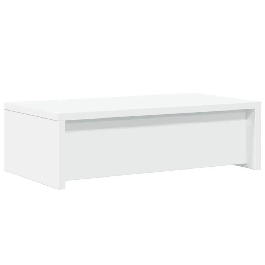 Monitor Stand White 50x27x15 cm Engineered Wood with 2 Storage Drawers