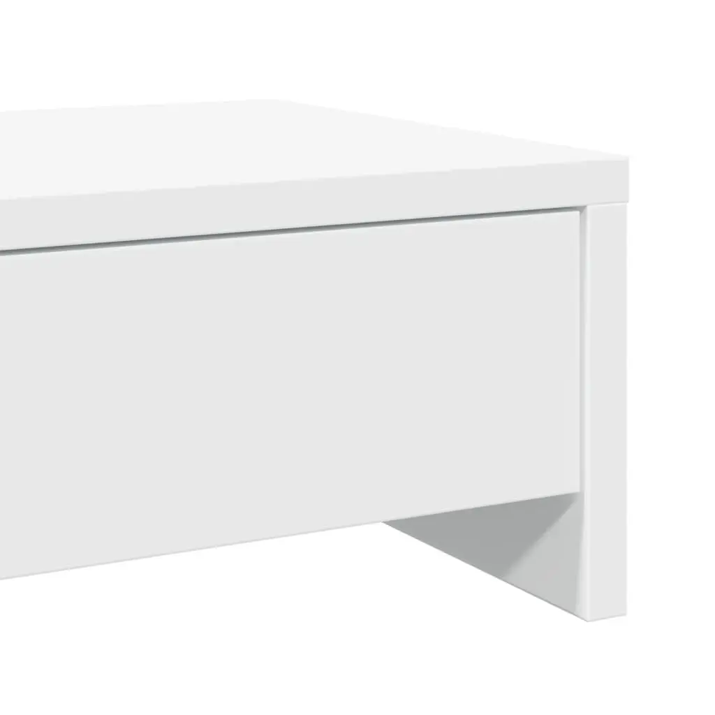 Monitor Stand White 50x27x15 cm Engineered Wood with 2 Storage Drawers