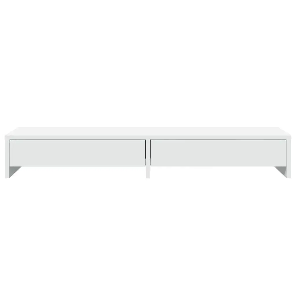 Monitor Stand White Engineered Wood 100 x 27 x 15 cm 2 Drawers Desk Organizer