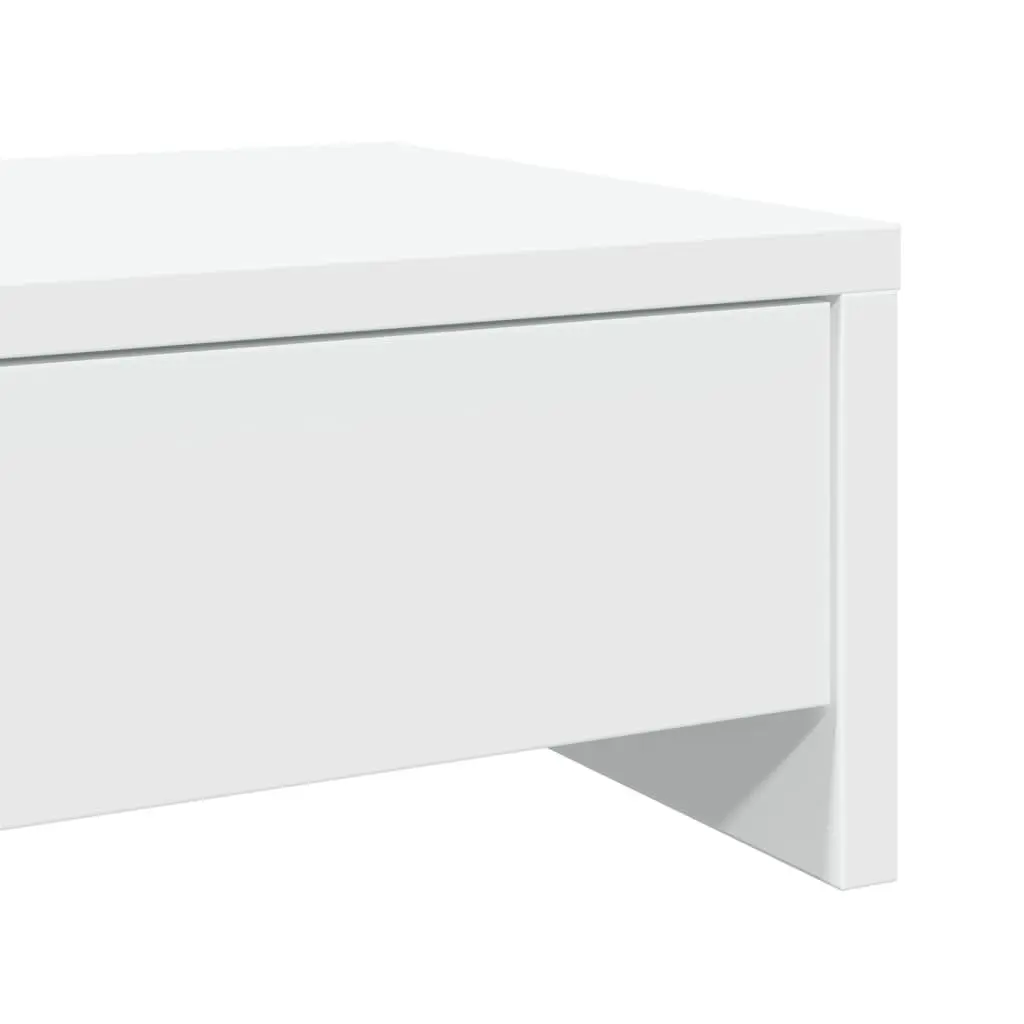 Monitor Stand White Engineered Wood 100 x 27 x 15 cm 2 Drawers Desk Organizer
