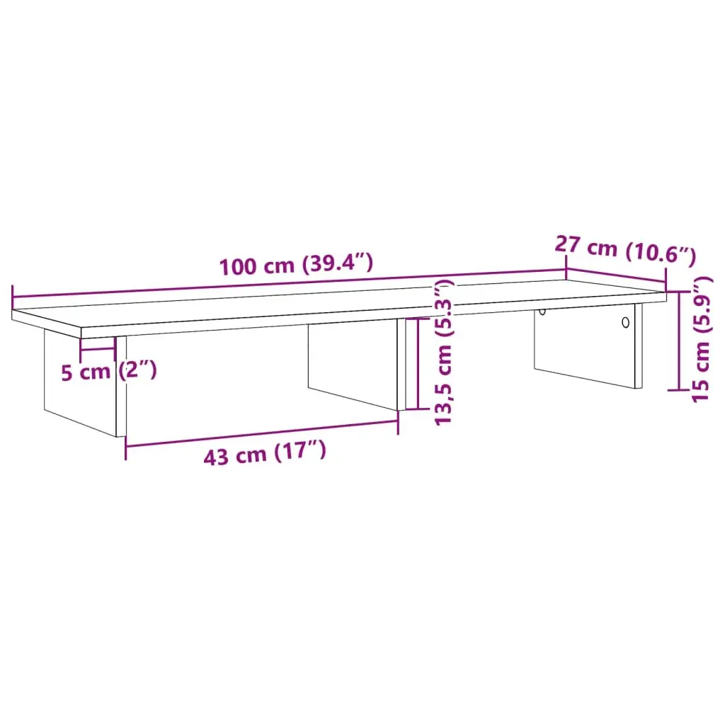 Monitor Stand Riser Sonoma Oak Wood Computer Desk Organiser Storage Shelf 100cm