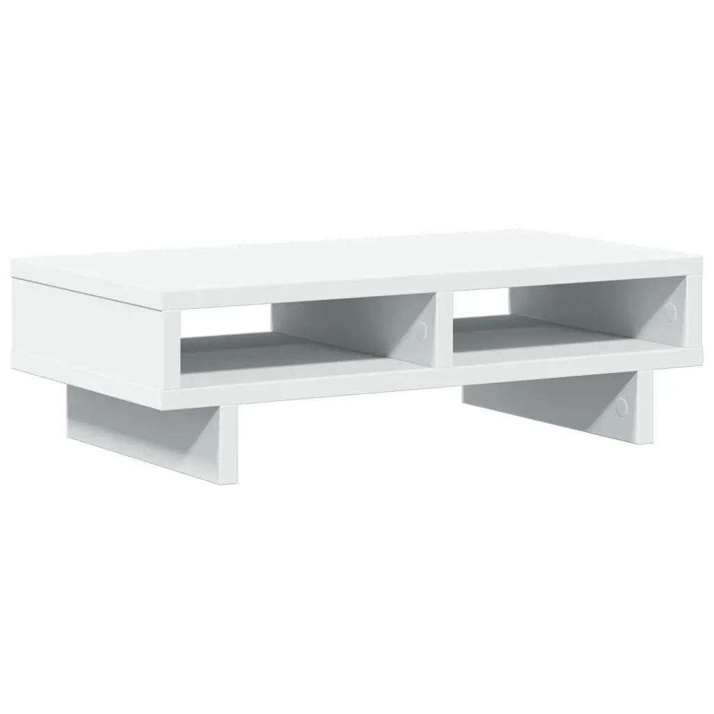 Monitor Stand White Engineered Wood Desk Organizer 2 Compartments