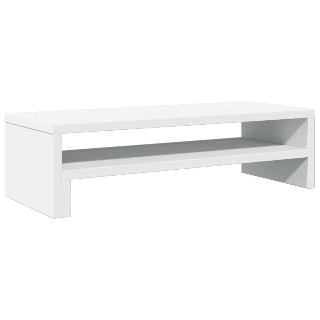 Monitor Stand White Engineered Wood Desk Organizer Storage Platform