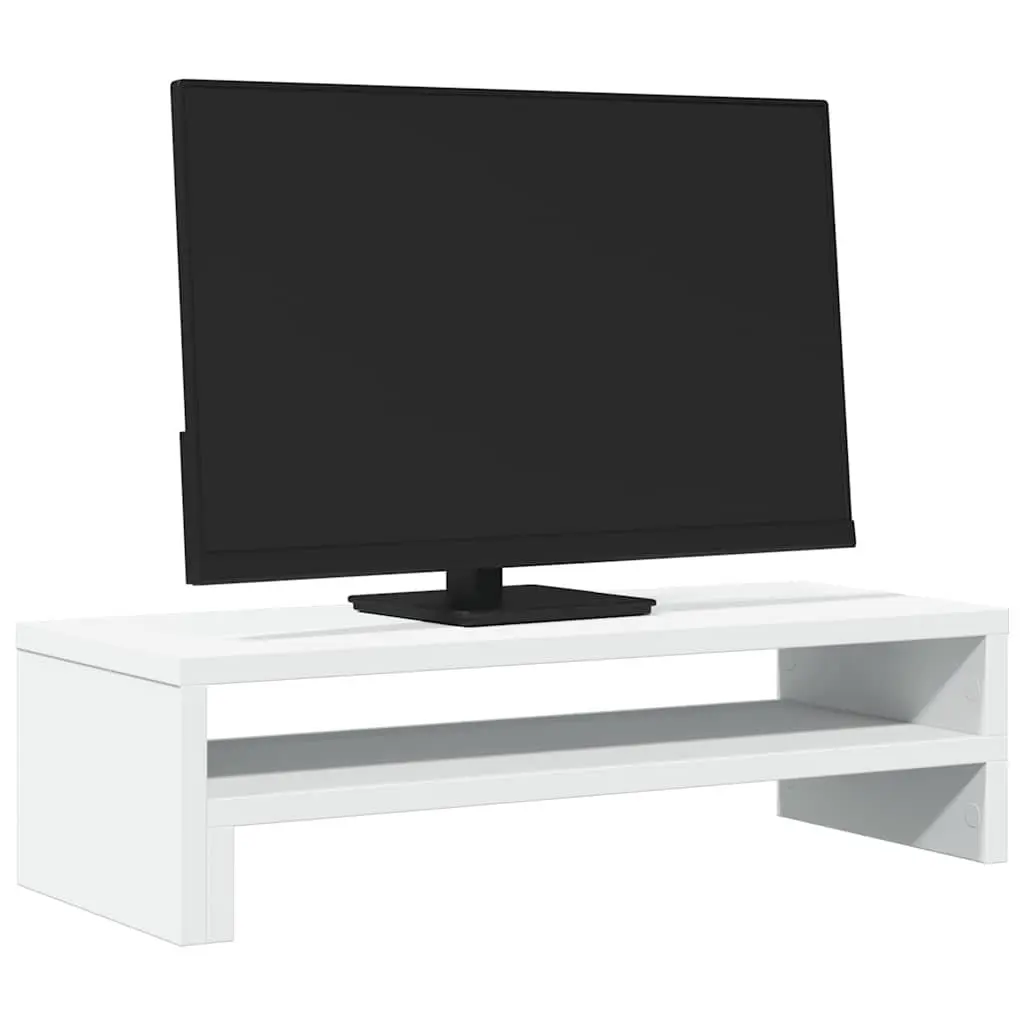 Monitor Stand White Engineered Wood Desk Organizer Storage Platform