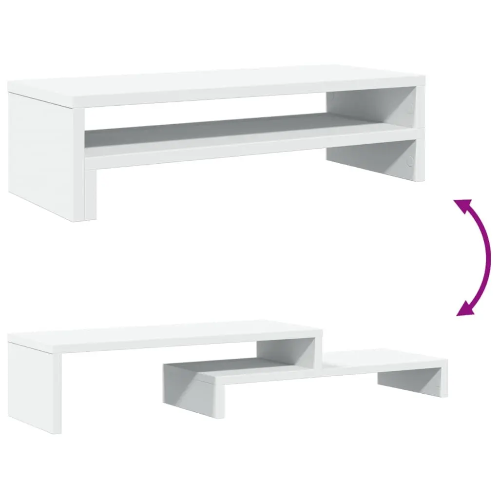 Monitor Stand White Engineered Wood Desk Organizer Storage Platform