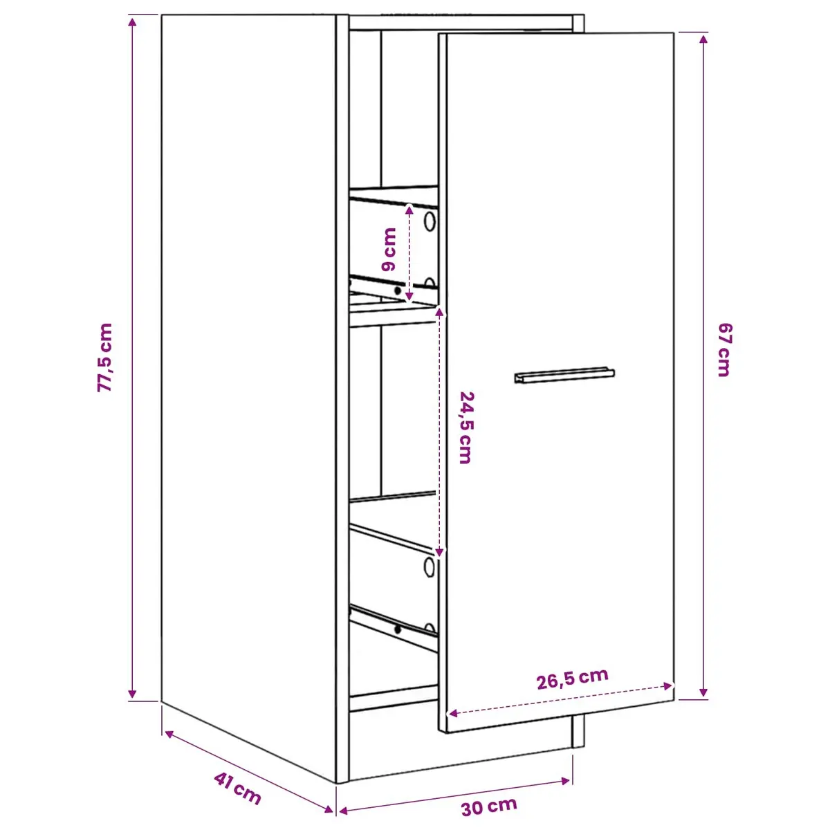 Apothecary Cabinet White 30x41x77.5 cm Engineered Wood Organizer