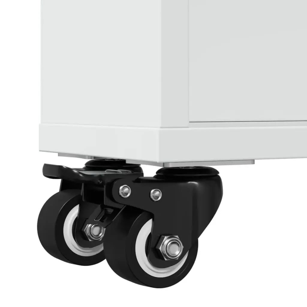 Narrow Storage Trolley White Engineered Wood Mobile Shelving Unit