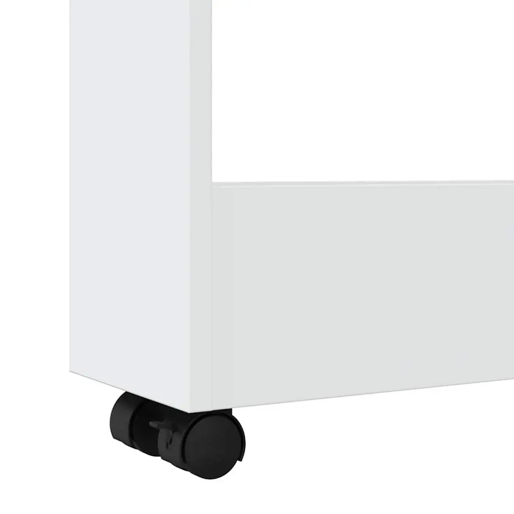 Narrow Storage Trolley White 3 Tier Rolling Kitchen Cart Swivel Wheels