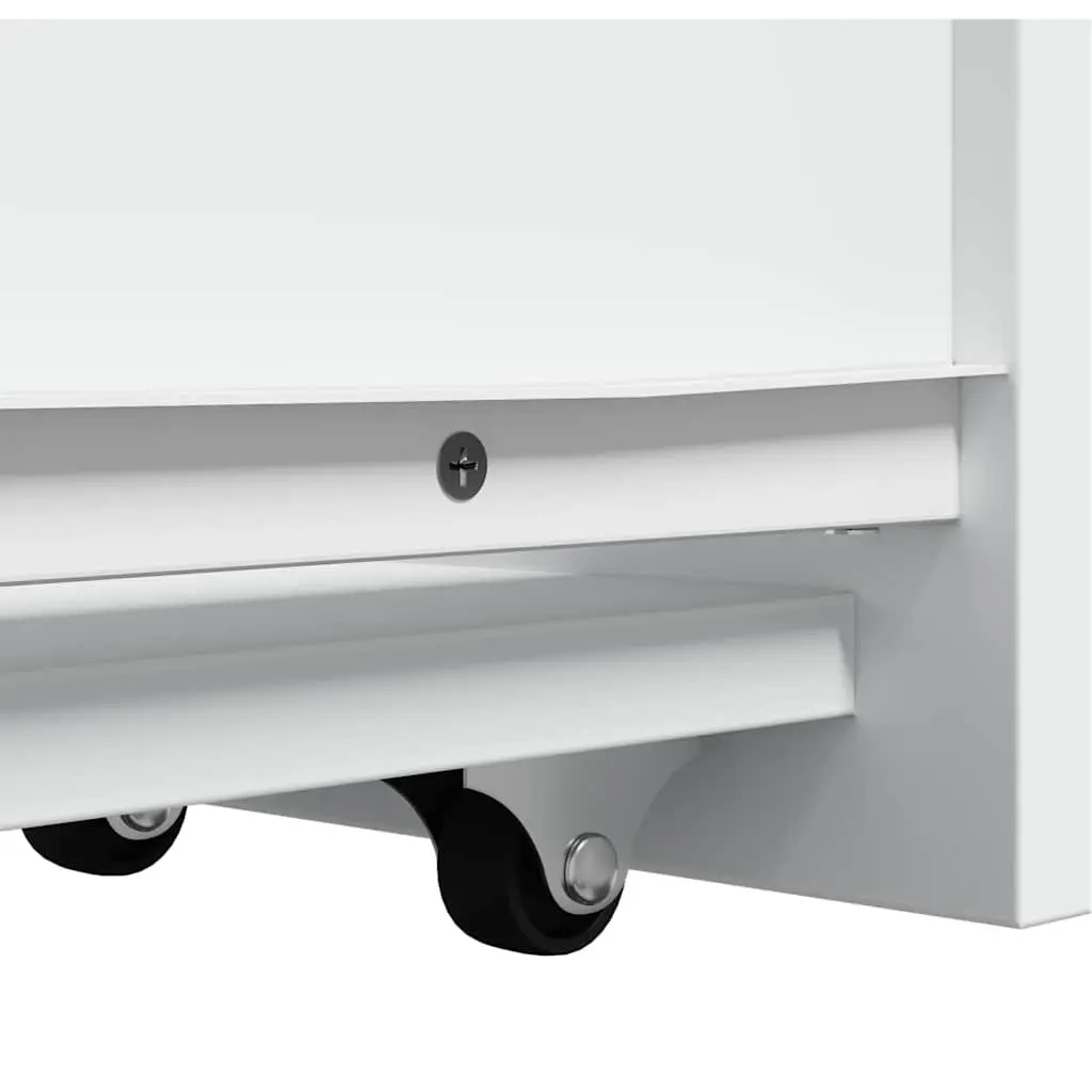 Narrow Bathroom Storage Cabinet White Engineered Wood Tall Cupboard on Wheels