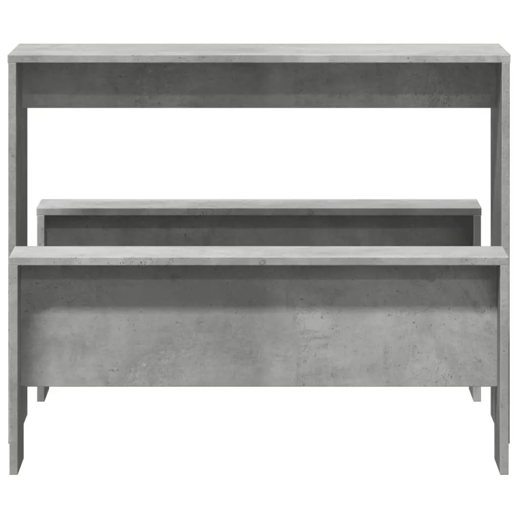 3 Piece Dining Table Bench Set Grey Engineered Wood Sturdy Construction