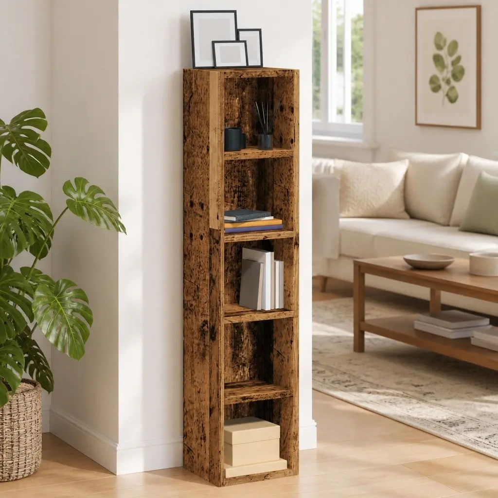 CD Storage Cabinet Brown 2 Piece Set Engineered Wood Media Rack Shelving Unit