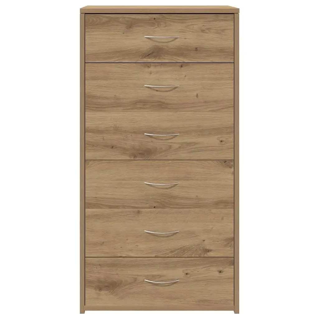 Sideboard Brown Engineered Wood 6 Drawers Storage Cabinet Buffet Furniture