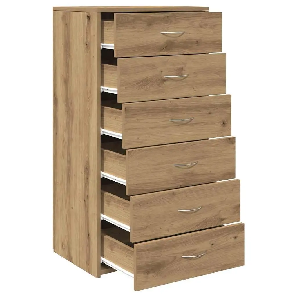 Sideboard Brown Engineered Wood 6 Drawers Storage Cabinet Buffet Furniture