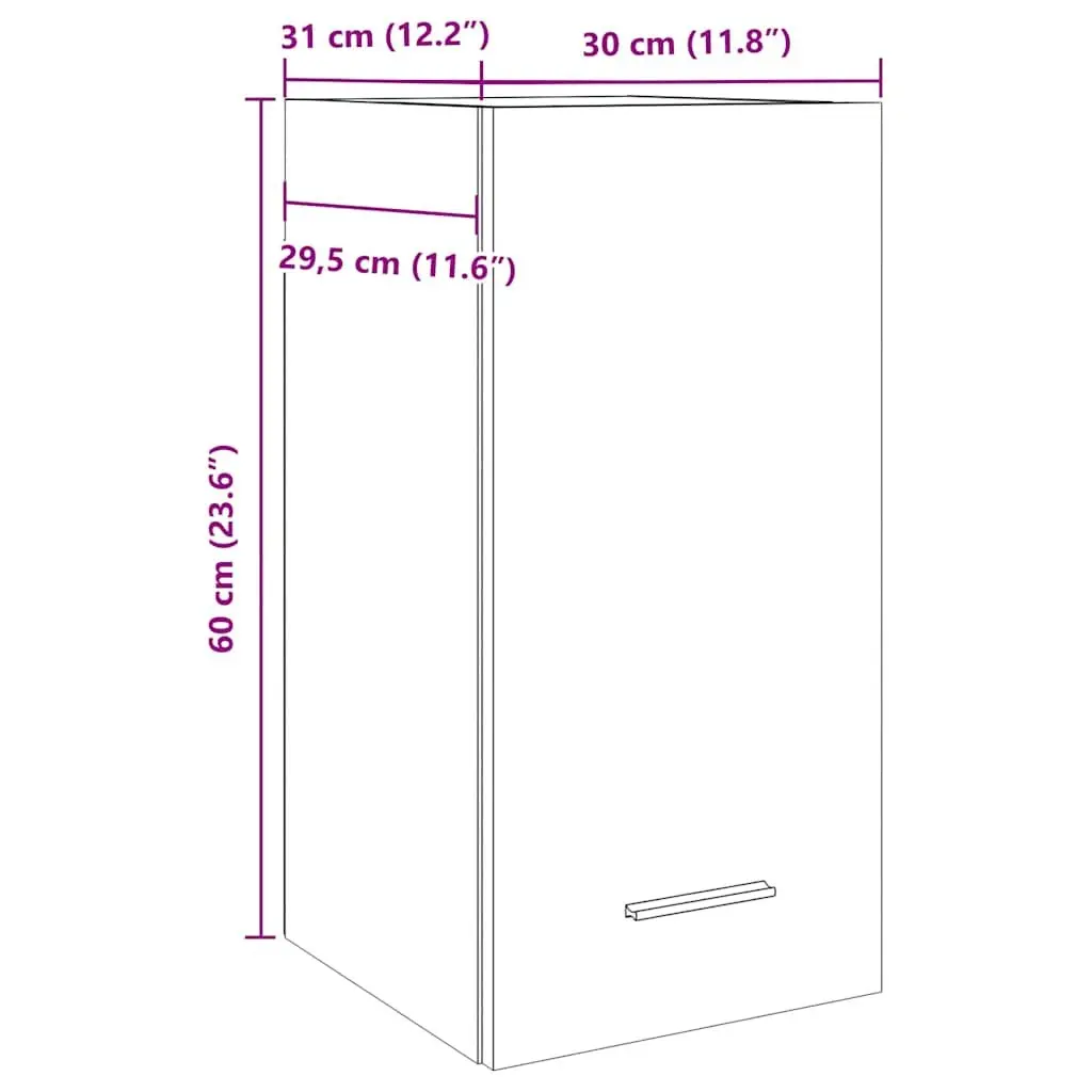 Hanging Kitchen Cabinet Wall-Mounted Storage Grey Engineered Wood 30x31x60cm