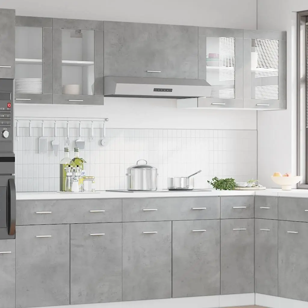 Hanging Glass Kitchen Cabinet Grey Wall-Mounted Organizer