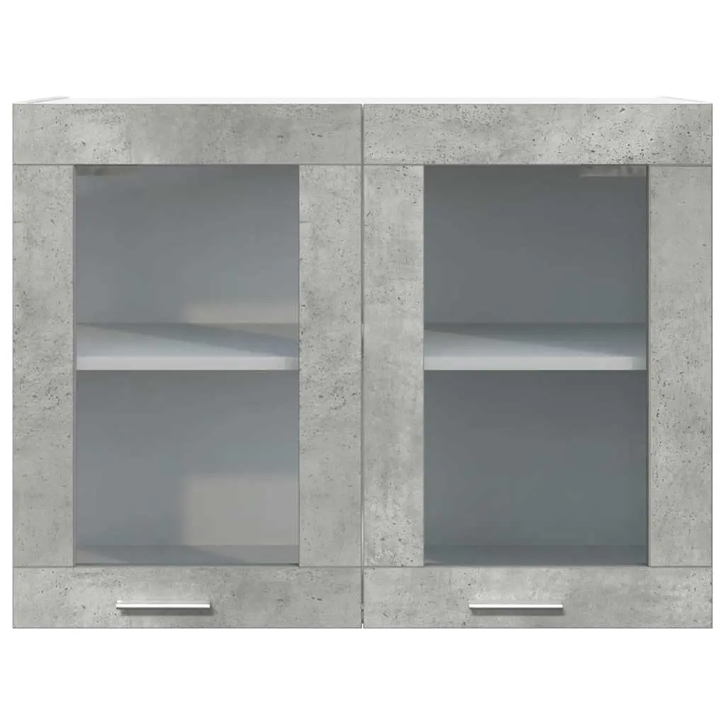 Hanging Glass Kitchen Cabinet Grey Wall-Mounted Organizer