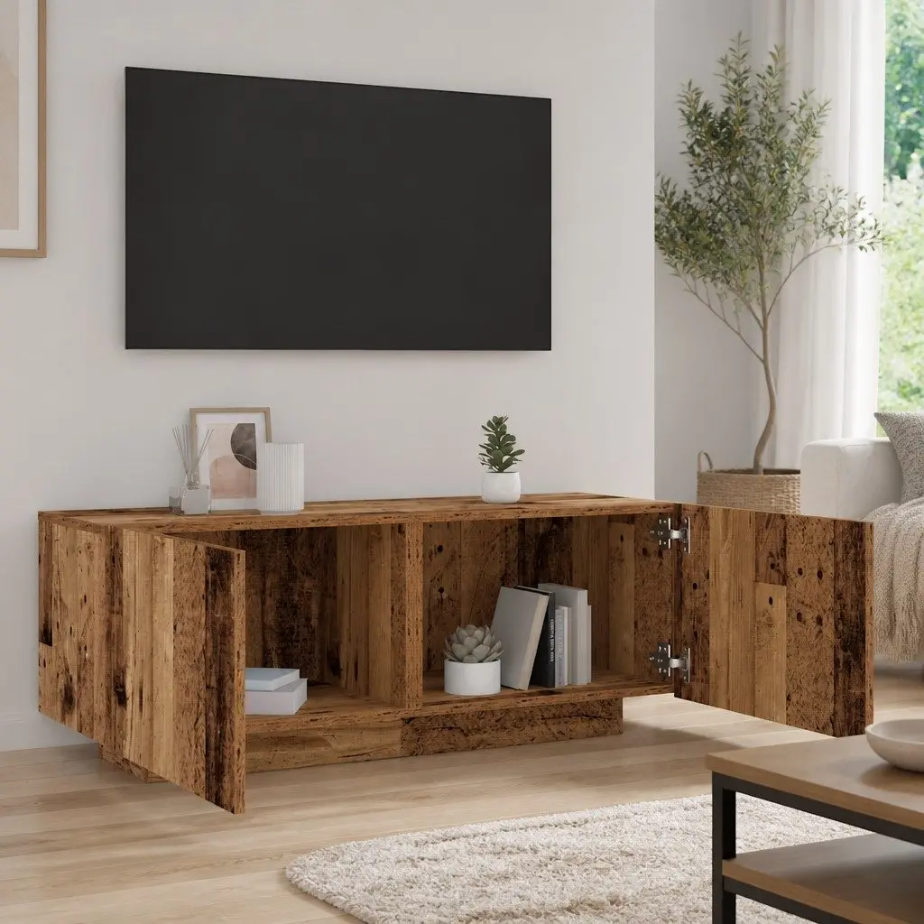 TV Stand Brown 100x35x40cm Engineered Wood Media Unit with Storage Compartments