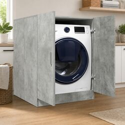 Washing Machine Cabinet Concrete Grey Bathroom Laundry Storage 2 Door Cupboard