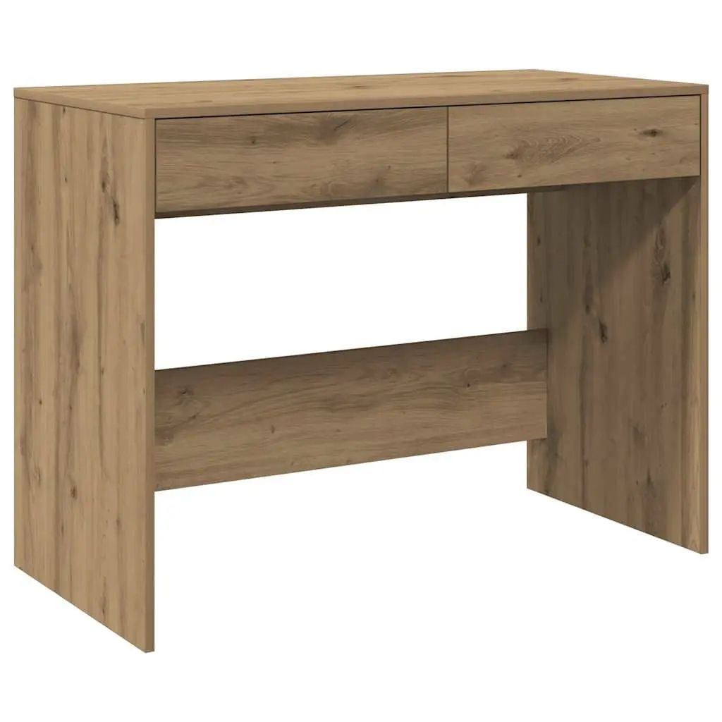 Engineered Wood Office Desk Brown 101x50x76.5cm 2 Drawers