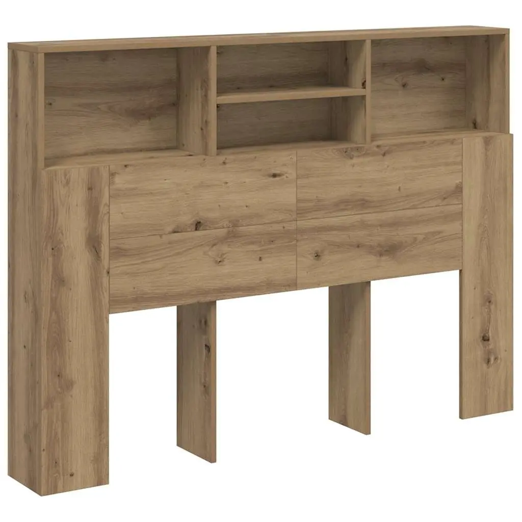 Headboard Cabinet Brown Engineered Wood Bedroom Storage Bookcase Wall Mount