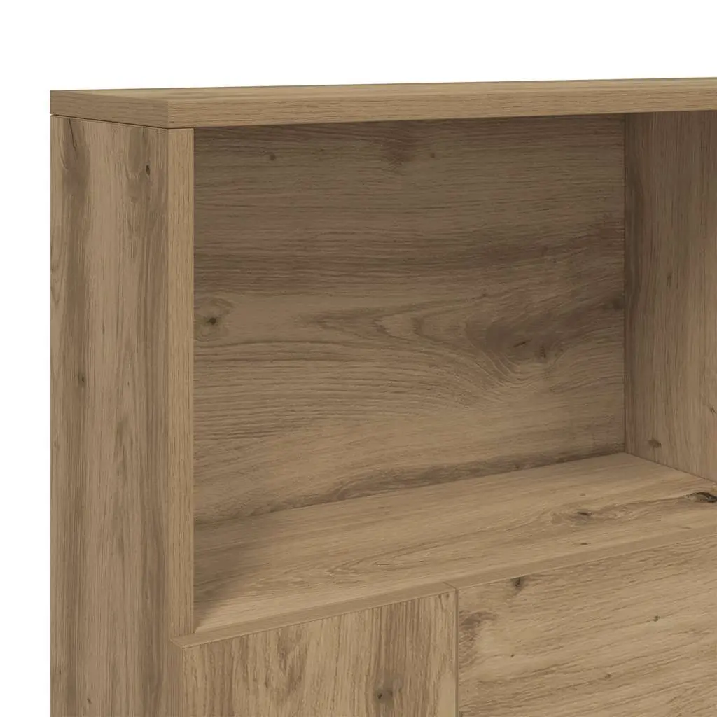 Headboard Cabinet Brown Engineered Wood Bedroom Storage Bookcase Wall Mount